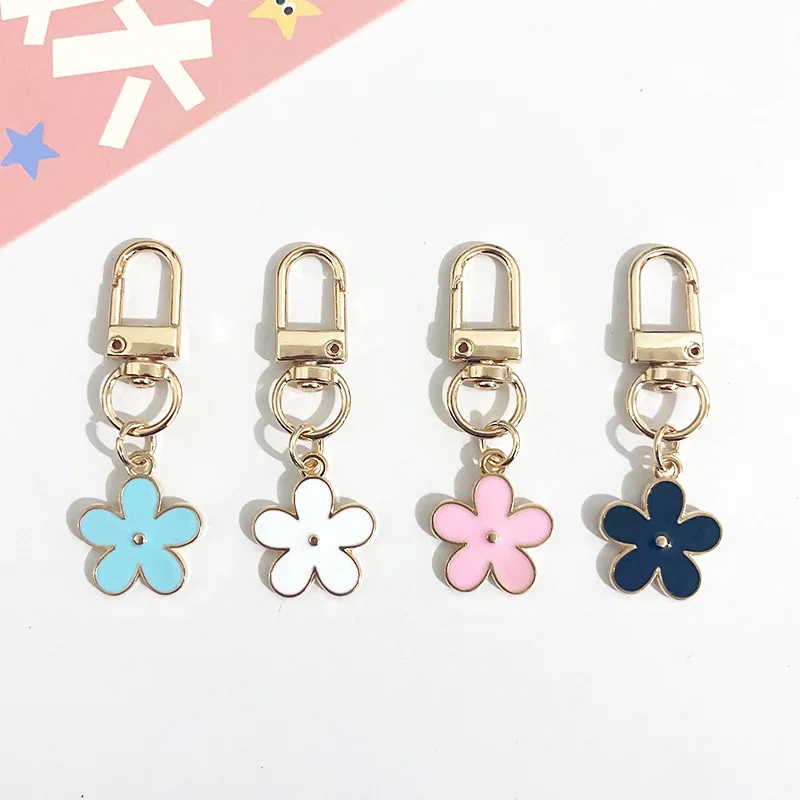 Double sided flower headphone pendant summer small clear cute bag car keychain decorative gift