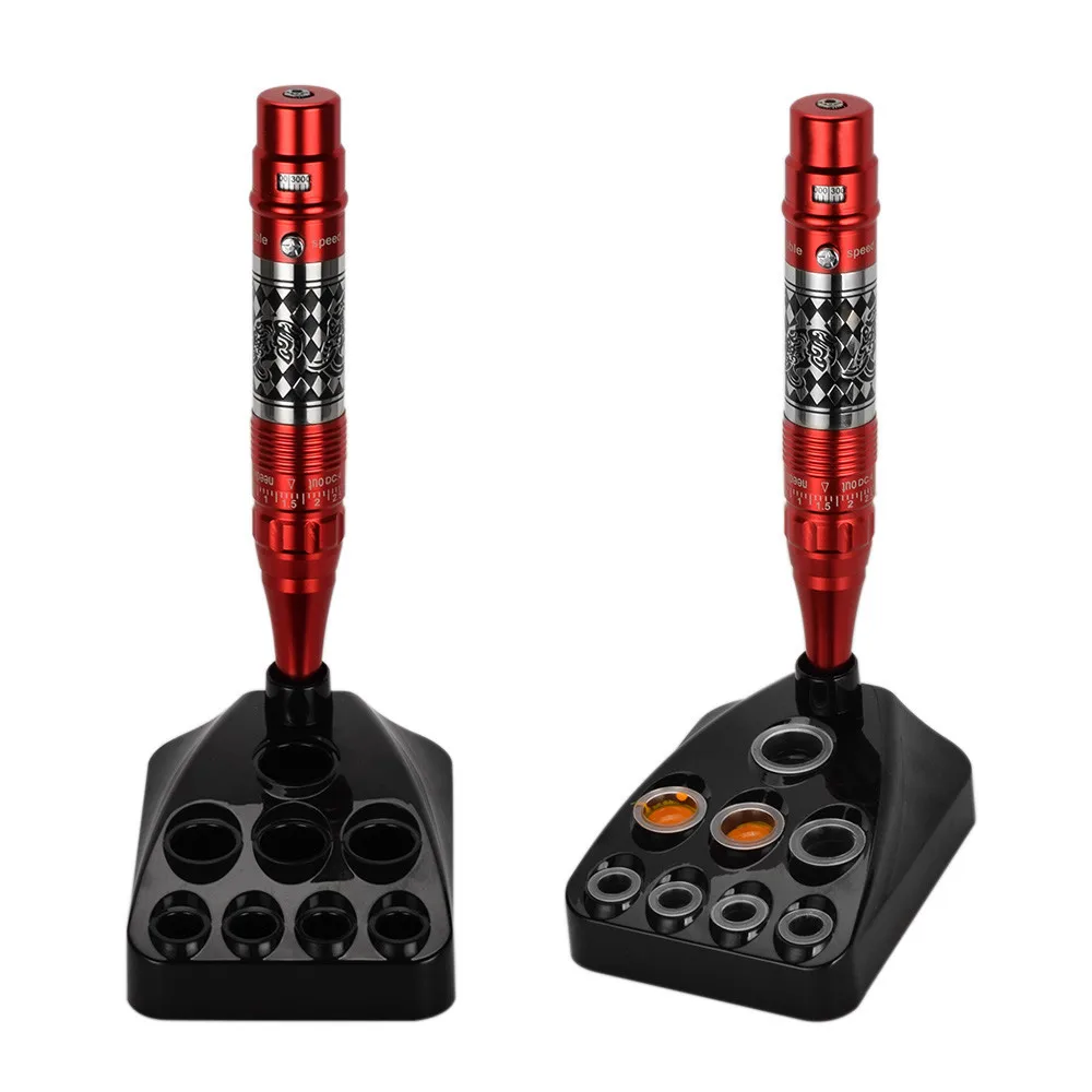 Kissure 9 Holes 2 In 1 Plastic Pen Holder Stand For Microblading Pigment Ink Cup Tattoo Machine Permanent Makeup Accessories