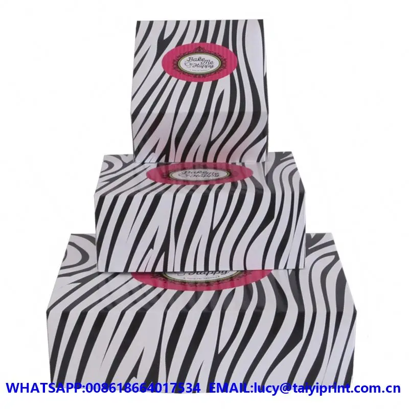 
Customized printed black and white stripe drawer cupcake box 