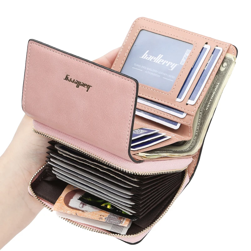 Baellerry New Style PU Leather Short Section Credit Bank Business ID Card Holder Wallet For Women,Ladies Card Case Wholesale