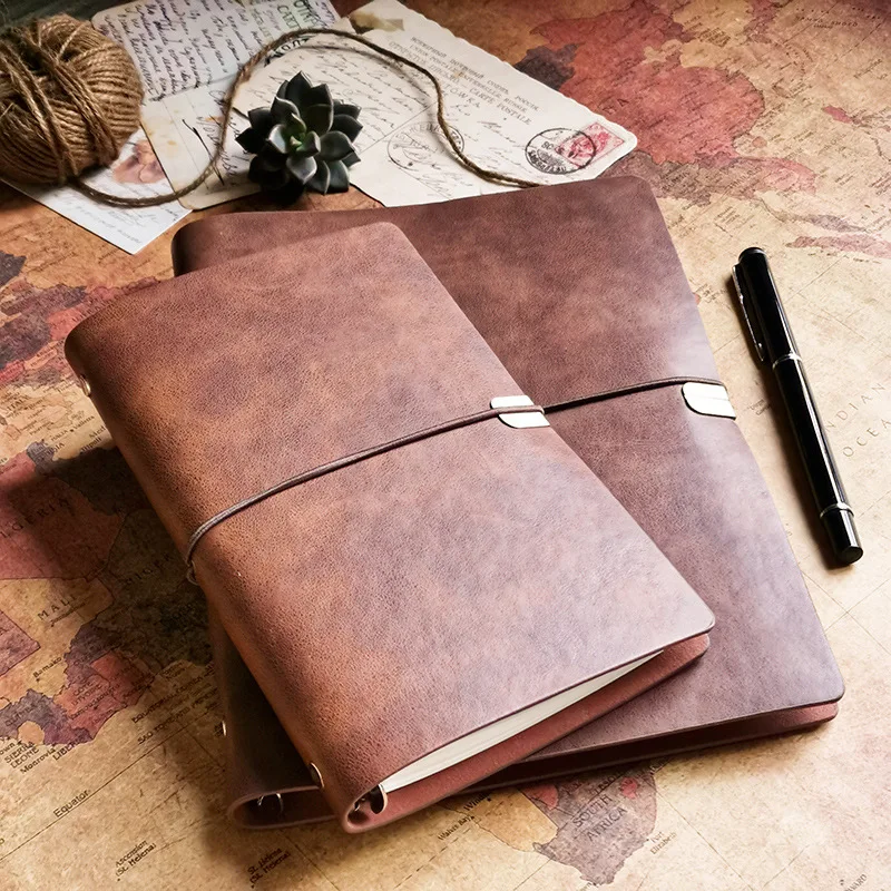 Retro bandage notebook a6 notebook soft leather loose spiral notebook imitation leather diary blank Kraft paper Journal Book