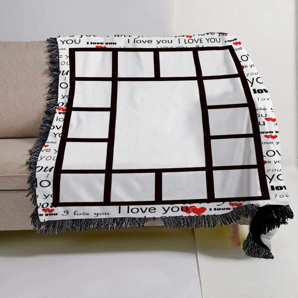 RubySub Flannel I LOVE YOU 15 Panel Sublimation Blanket Blanks Sublimation Panel Blankets with Tassel