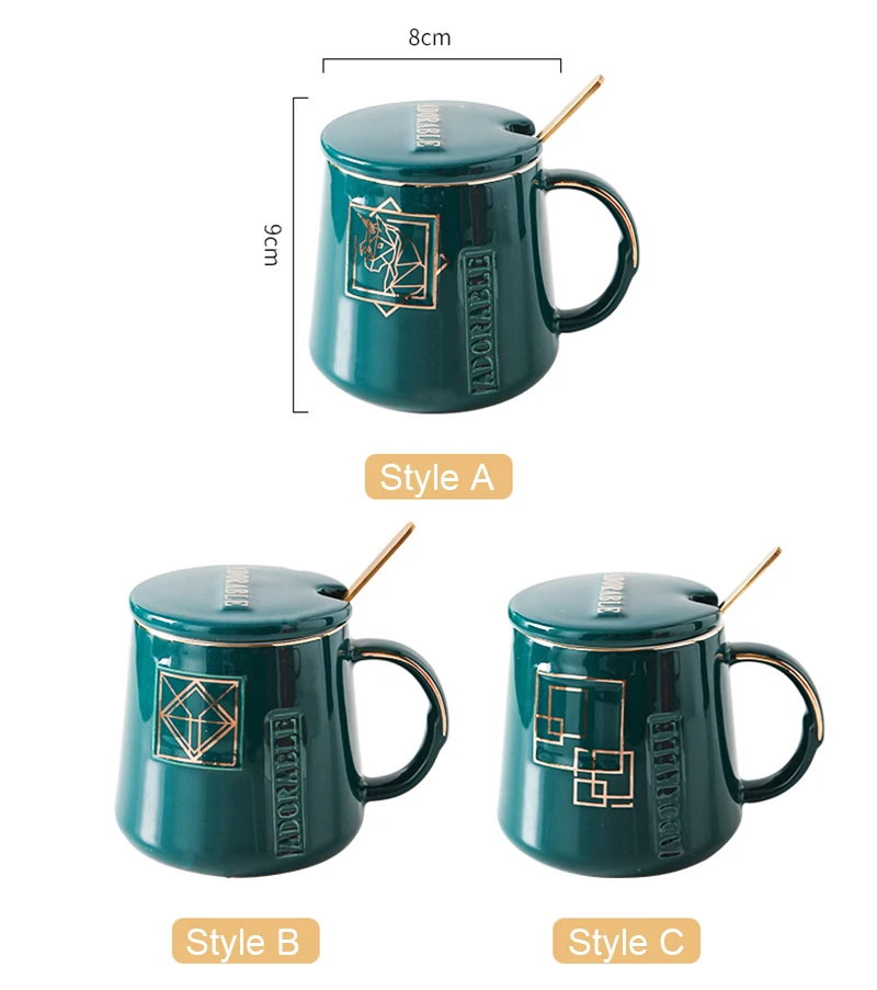 Creative Corporate Gift Customized Logo Coffee Ceramic Mugs With Spoon In