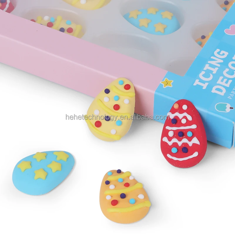 Edibles 3D Polka dots Easter Eggs Cake Decorating Supplies Royal Icing Decorations Biscuit Cake Decoration for Cakes