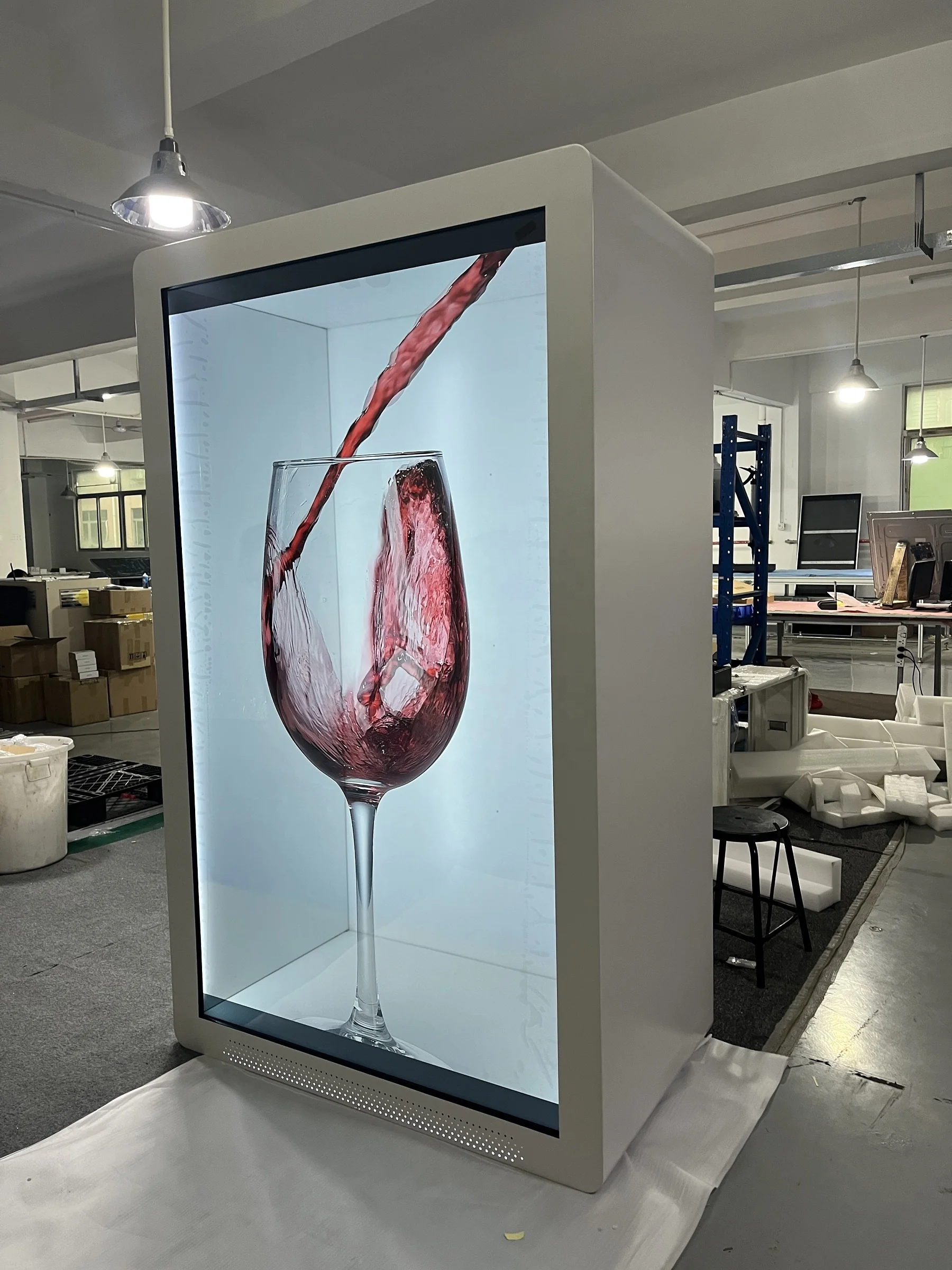 86 Inch Interactive Advertising Monitor Showcase LCD Touch Screen Advertising Player Transparent LCD Display Box