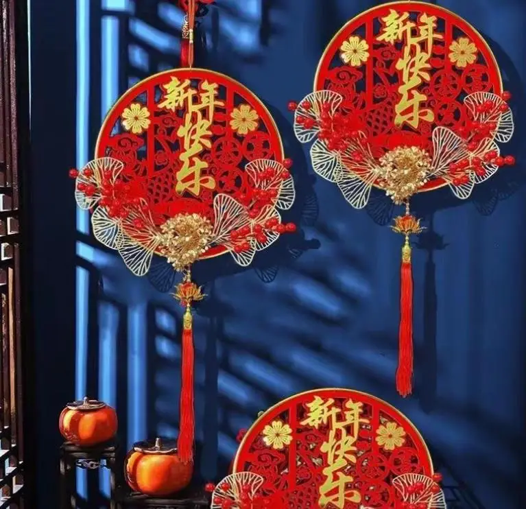 Chinese New Year Ornament Lucky Chinese Fu Hanging Tassel Pendant Spring Festival New Year Tree Door Wall Decorations Acrylic