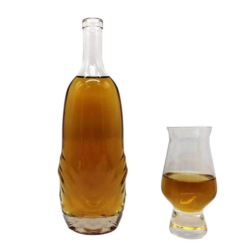 Custom super flint glass bottle tall neck luxury whiskey vodka 700ml spirits liquor glass bottle