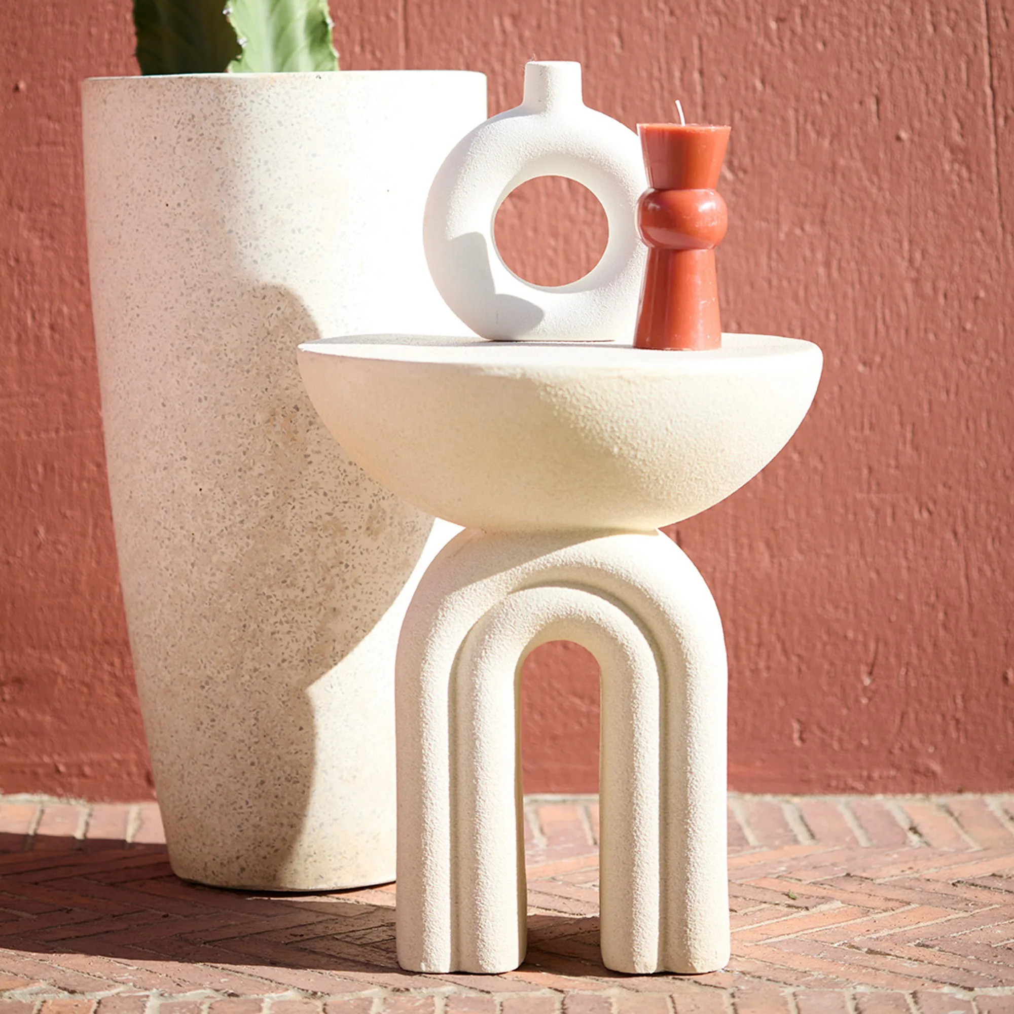 Versatile Design Cream Speckled-Effect Rainbow Side Table Perfect For Small Spaces End  Table