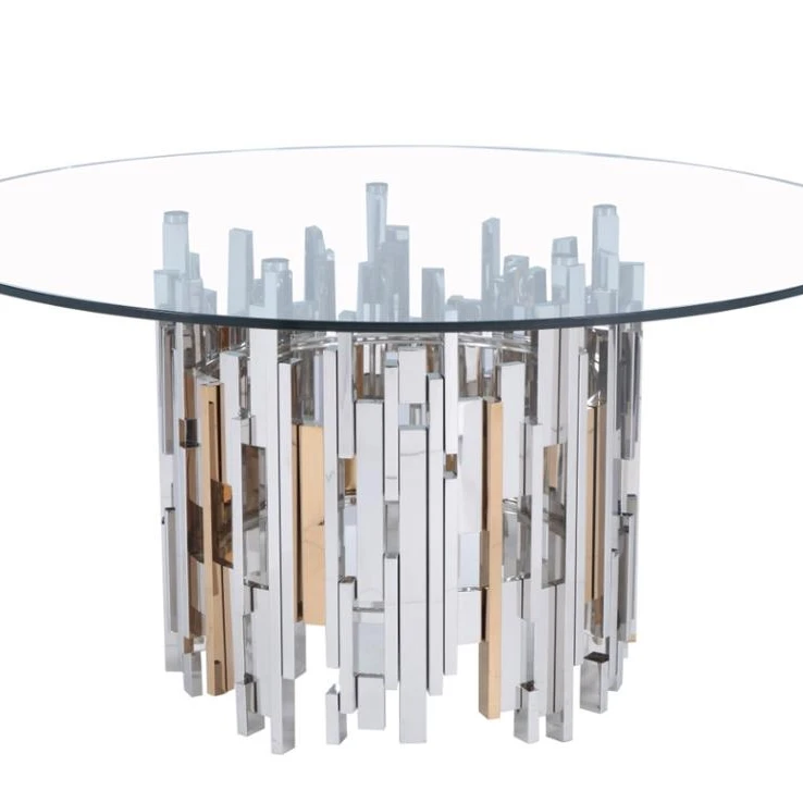 
silver plating base glass top coffee table from China 