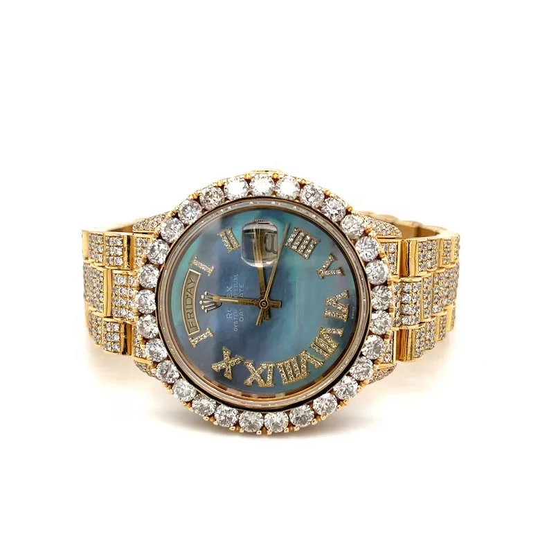 Luxury Brand Iced Out VVS Moissanite Diamond Studded Watch Custom Stainless Steel Wrist Watch Man Women