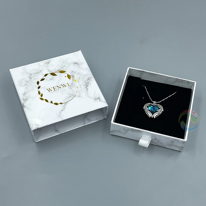 Bulk Cheap Marble Slide Drawer Paper Cardboard Necklace Ring Earring Set Box