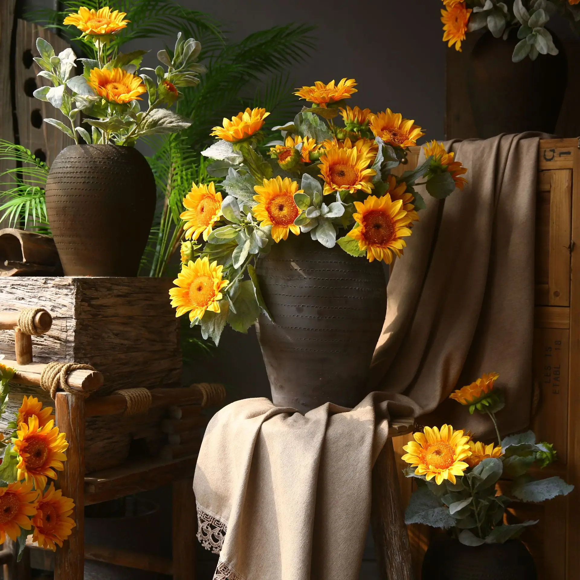Living room centerpiece flower decoration materials fake flowers sunflowers artificial flowers sunflowers