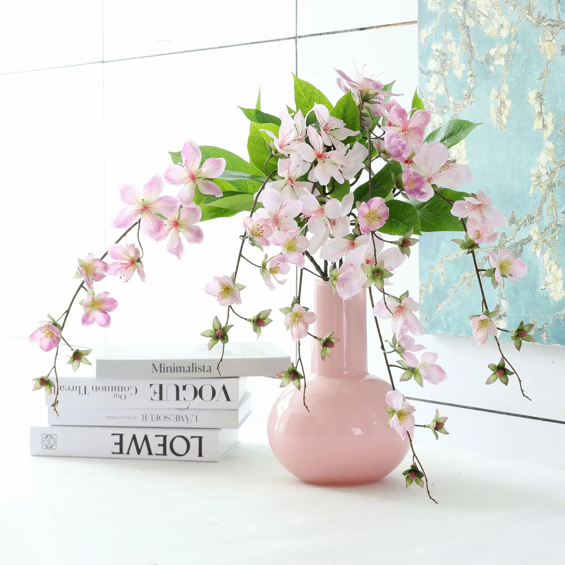 High Quality 3D Print Artificial Silk Jasmine Malus Spectabilis Hanging Flower for Wedding Home Hotel Table Decoration