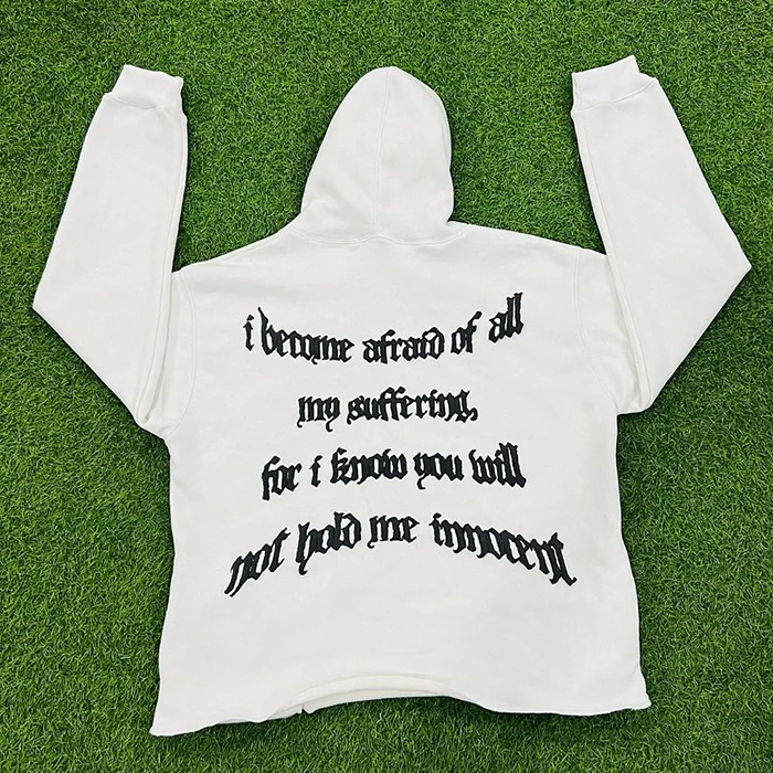 HuiLi OEM factory one stop custom screen printing cropped hoodie men 3d puff print cut edge raw hem boxy hoodie