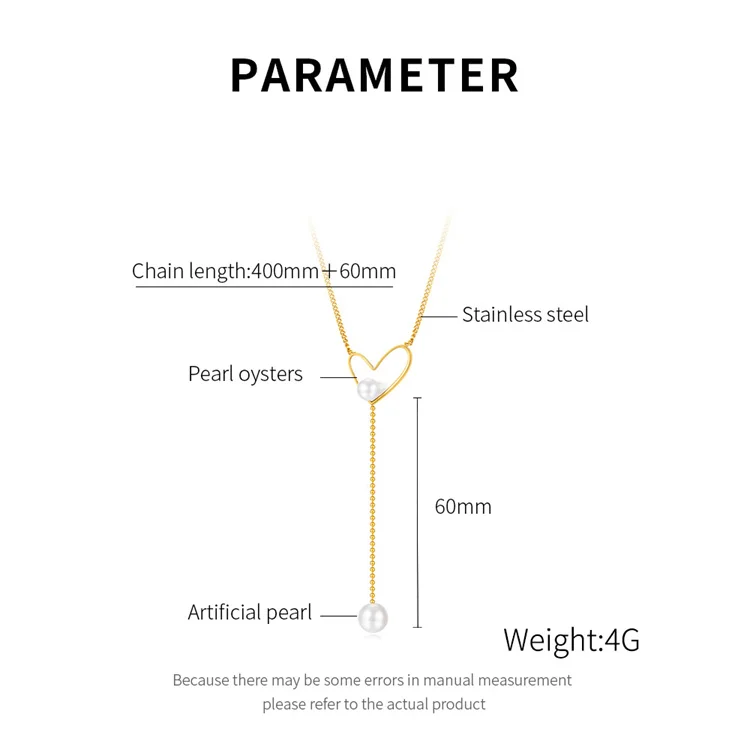 2024 Fashion New Wholesale Pearl and Heart Necklace Customized Collar Fashion Jewelry Stainless Steel Necklace