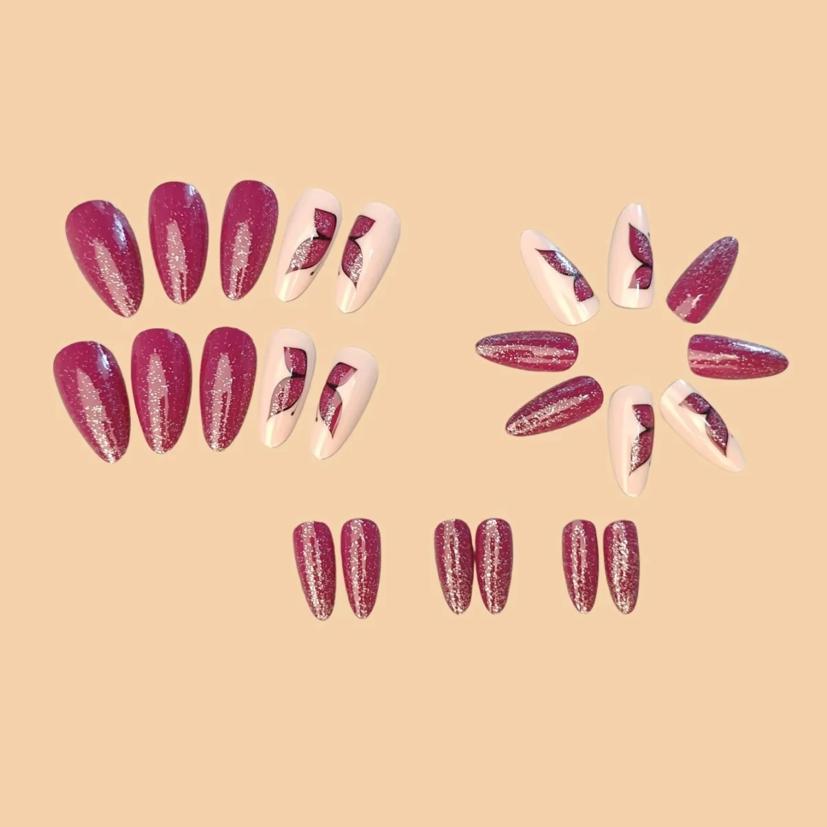 High-quality French style artificial nails pressed in  nail salons using popular nail art design girls