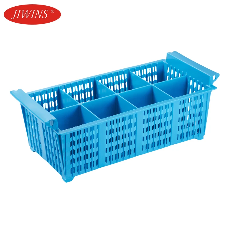 Multifunctional PP Plastic 8-Compartment Cutlery Basket With Handle Dishwasher Stemware Basket For Kitchen Cutilery Storage Rack
