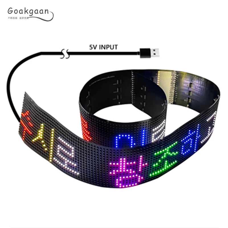 Mini LED Sign 5V USB Scrolling LED Sign Bluetooth APP Control DIY Text Pattern Flexible LED Sign For Concert Store Party Car
