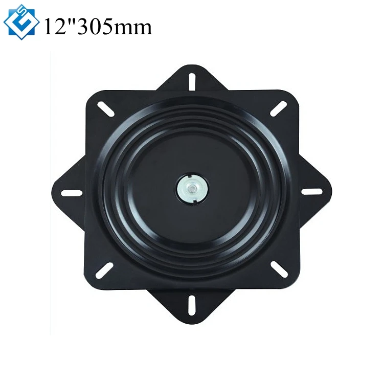 Hardware Furniture Fittings 12 Inch 303mm Black Square Lazy Susan 360 Degree Rotating Ball Bearing Swivel Plate
