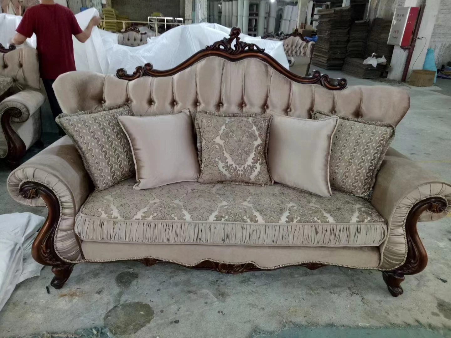 luxury Italian 1+2+3 sofa set furniture velvet fabric  living room sofa