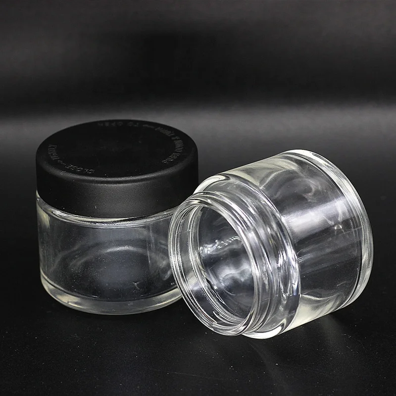1oz 2oz 3oz 4oz clear straight sided glass jar with child proof cap for CBD  oil Packaging