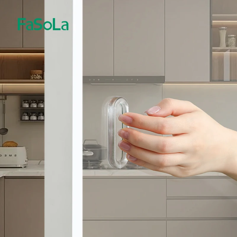 4PCS Self-Adhesive Sliding Door Handle Transparent Plastic Soft PU Door Handle Kitchen Cabinet Glass Sliding Door Drawer Handle