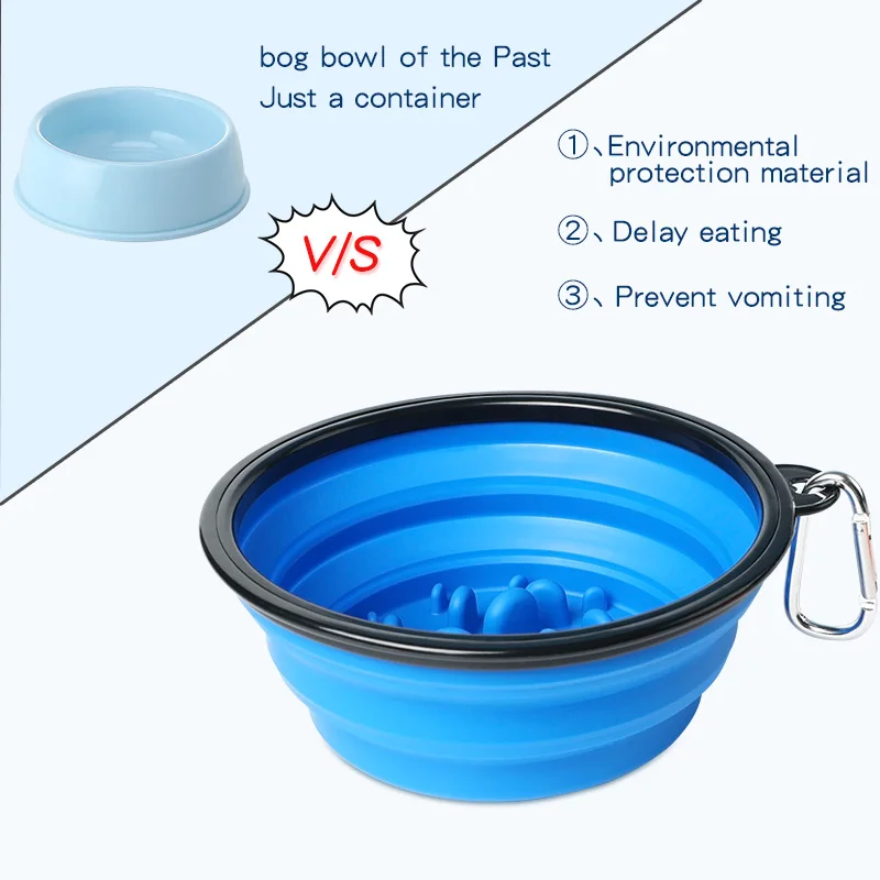 PPYOU Custom Portable Collapsible Slow Feeder Dog Bowl
