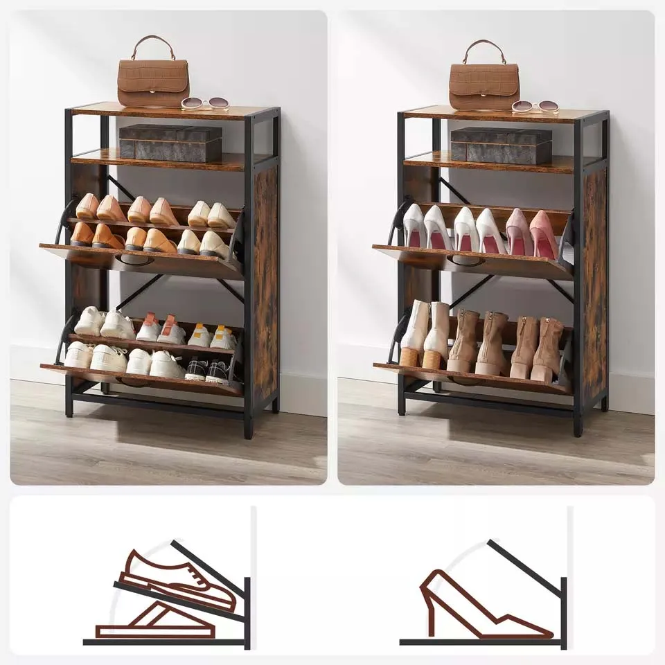 customize simple design 3 layers Shoe Storage Cabinet Living Room Furniture Space Saver Shoe Rack Cabinet