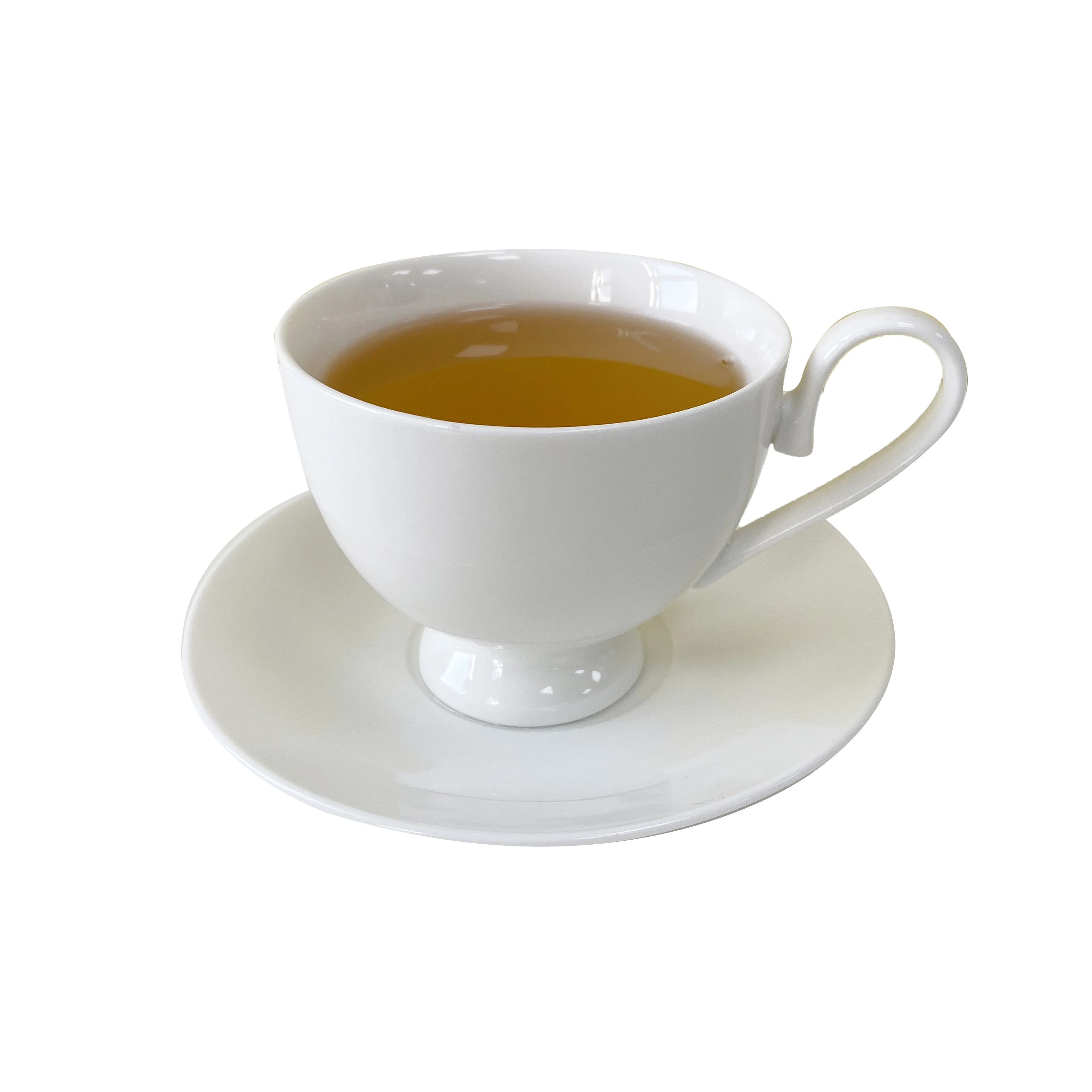 White New bone china porcelain ceramic coffee  tea cup and saucer set with print decal gold rim