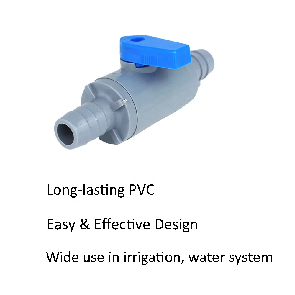 Beverage Beer Dispenser Straight 1/4 Hose Barb Plastic Shut-Off Ball Valve PVC Inline Two Ways Quick Connect