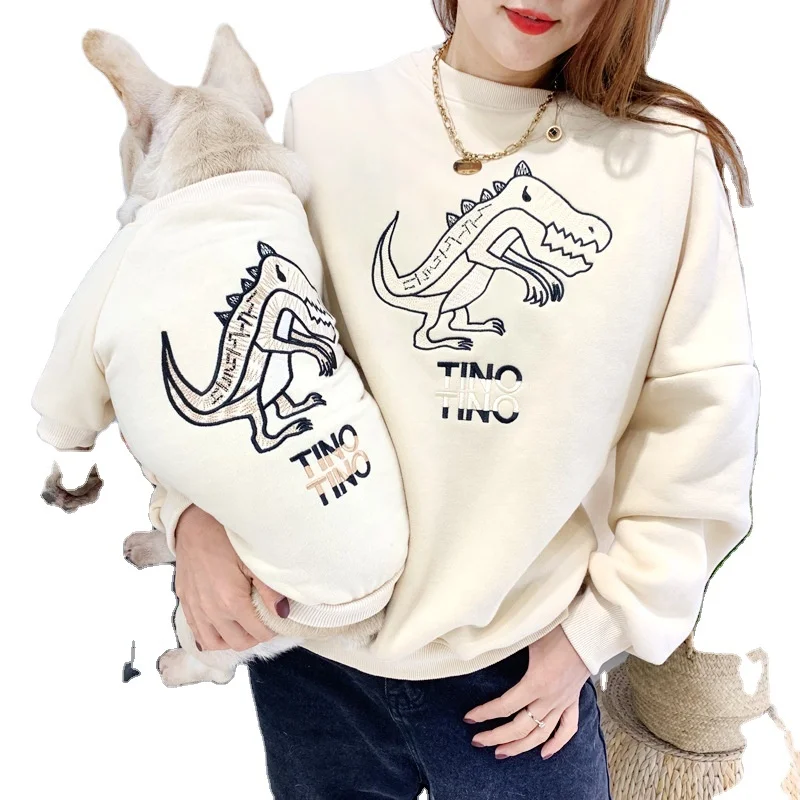 Autumn and winter plus velvet dog two-legged matching dog and owner clothes cat cotton corgi dog clothes