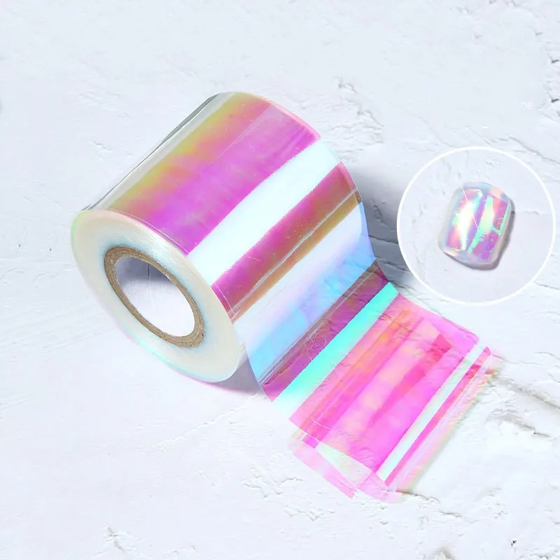 Aurora Nail Foils Broken Glass Paper Nail Art Holographic Paper Nail Stickers Manicure Foil Paper Decals