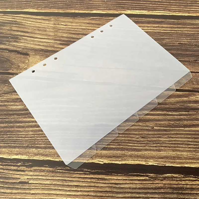 A5 clear PVC divider for planner , plastic index refill pages with 6 holes , loose leaf pvc refill pages with right tab