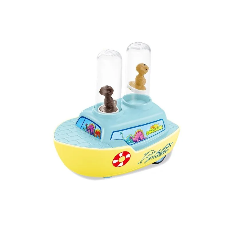 Hot selling creative cartoon dinosaur twin-tube magic inertial yacht amphibious children plastic gift educational toys