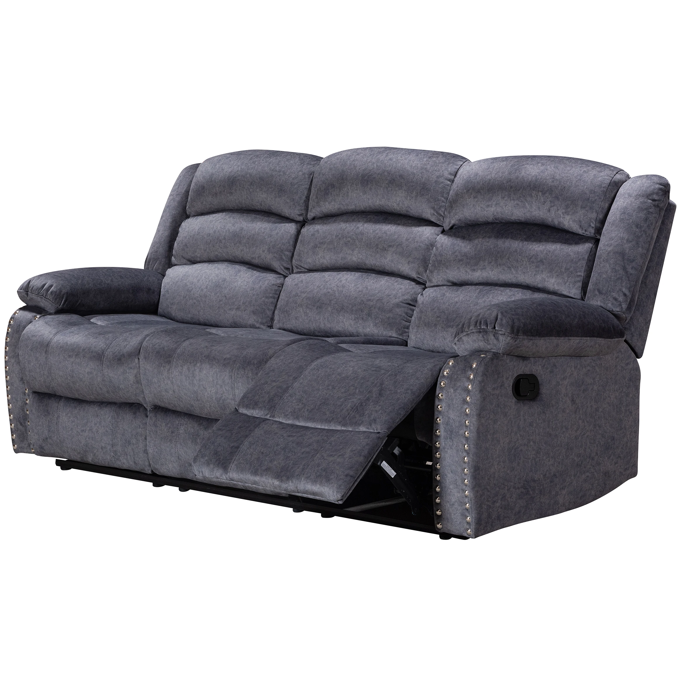 Velvet Fabric Brass Nail 3 Hot Selling Brown Modern Living Room American Style seaters Recliner Sofa