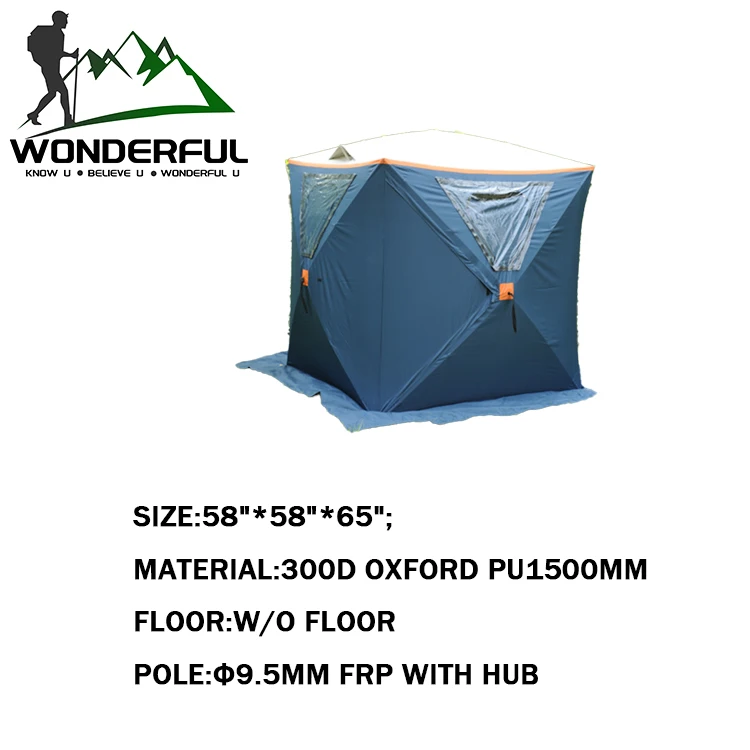 Wholesale Automatic 2 3 Person 300D Oxford Winter Outdoor Opening Cube Camping Pop Up Ice Fishing Tent