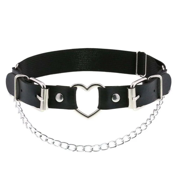 Cosplay Rock Pub Girls Harajuku Gothic Sexy Thigh Garter Studded Heart Chain Leg Ring Punk Pu Leather Adjustable Garter Belt