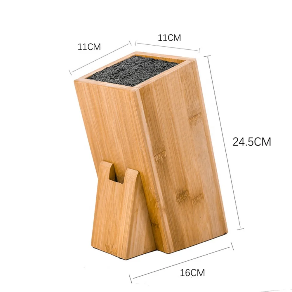 Knife Holder Natural Bamboo Wood Multifunctional Hollow PP Plastic Core Insert Smooth Kitchen Knife Tool Stand Storage Rack