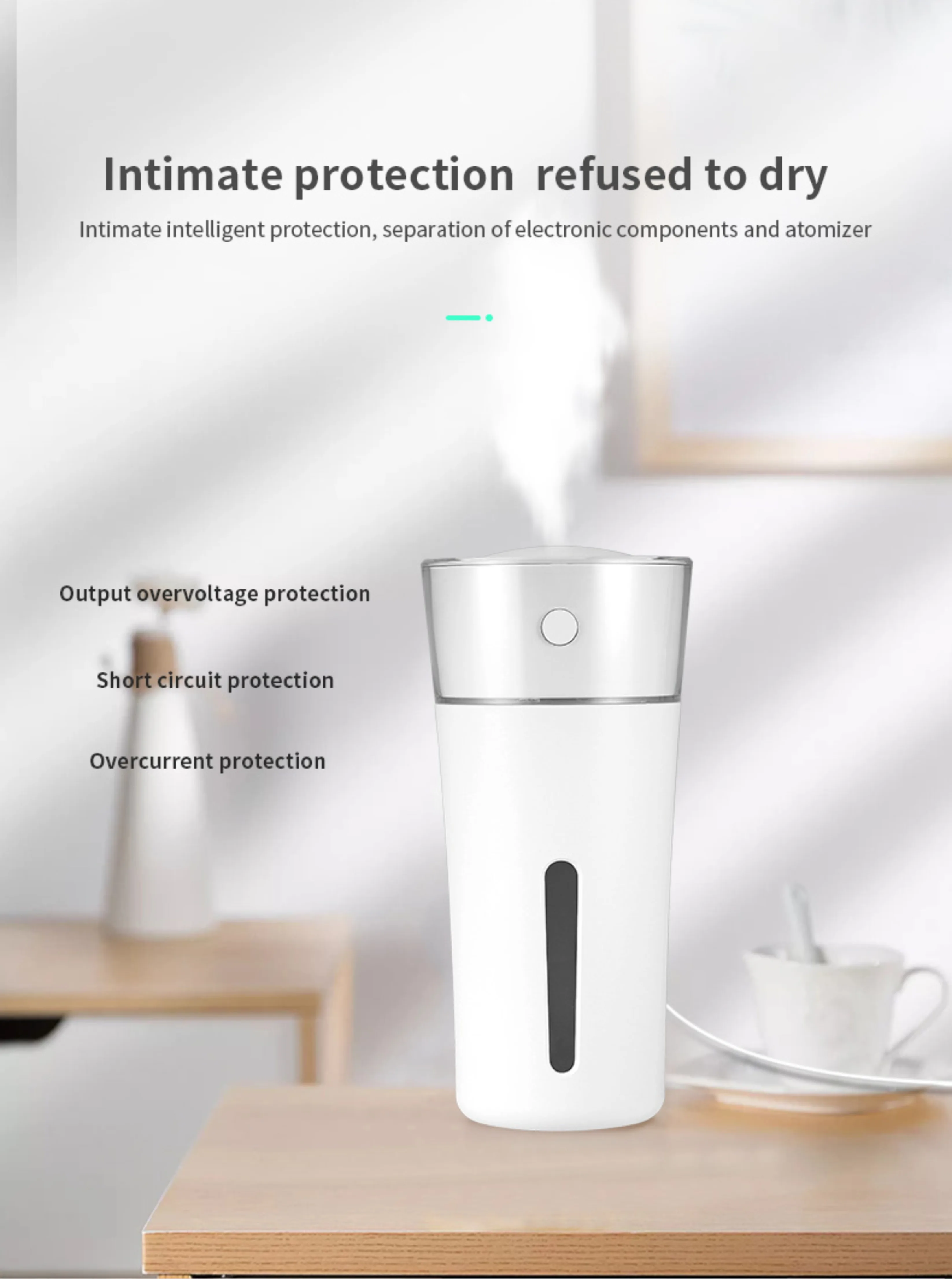 New arrival portable USB night light home office car 330ml humidifier