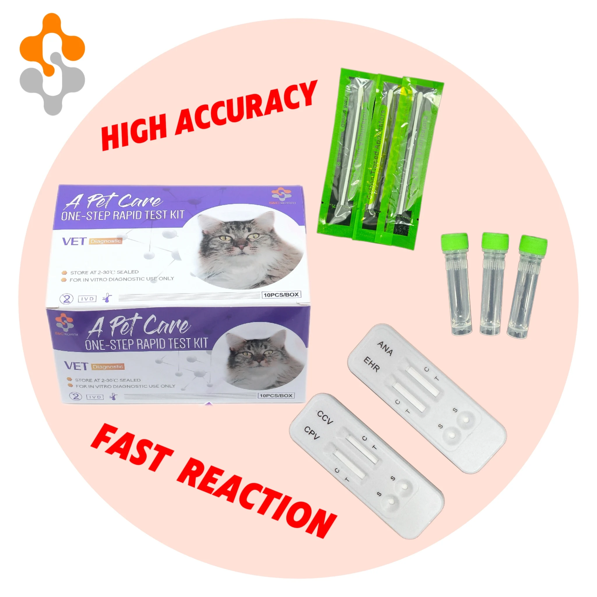 One Step Medical Diagnostic Equipment Feline Mycoplasma haemofilis  Animal Cat Pet Health Laboratory  Rapid Test Kits
