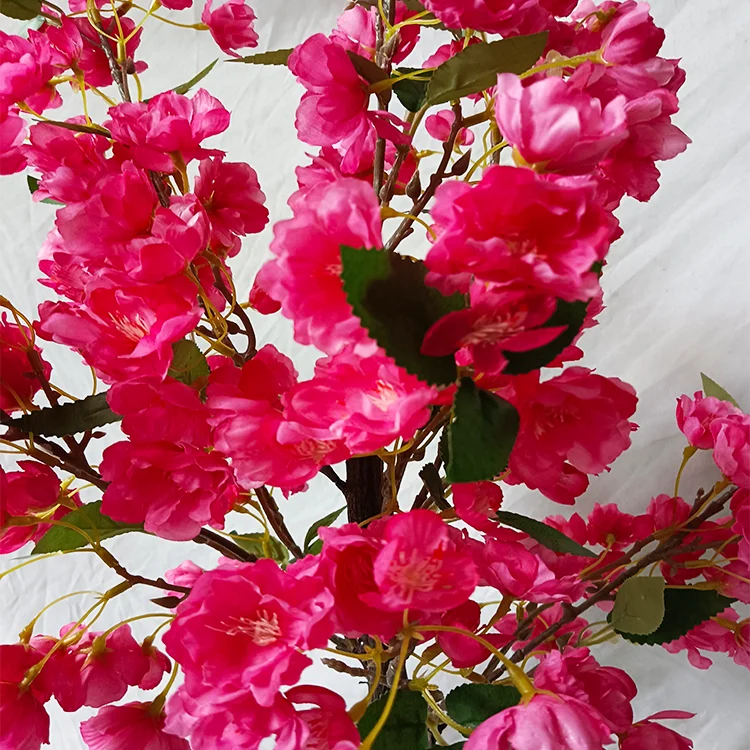 Artificial red cherry blossom tree  potted flowering plant bonsai tree for sale MY3109