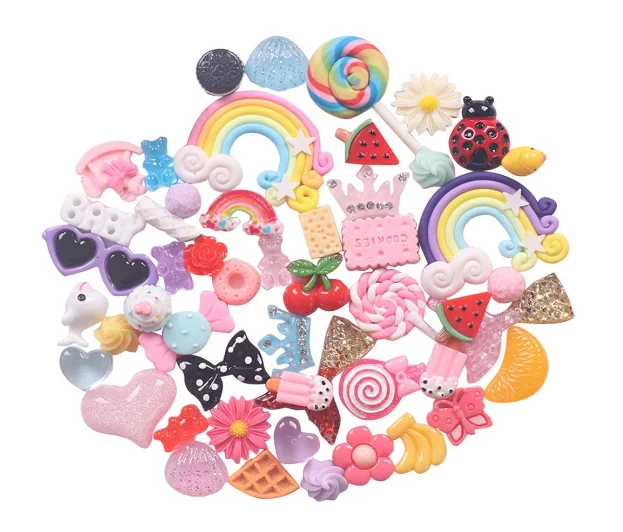 
Slime Charms Set Kawaii Candy Sweets Charms Mixed Flatback Resin Charms for Slime DIY Crafts Accessories Scrapbooking 