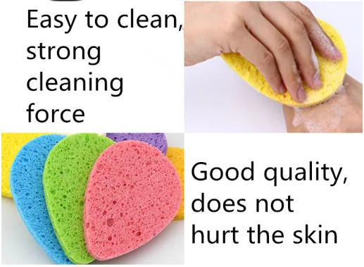 Hot Sale Water-drop Shape Natural Cellulose Sponge Natural Wooden Pulp Material Kitchen Cleaning