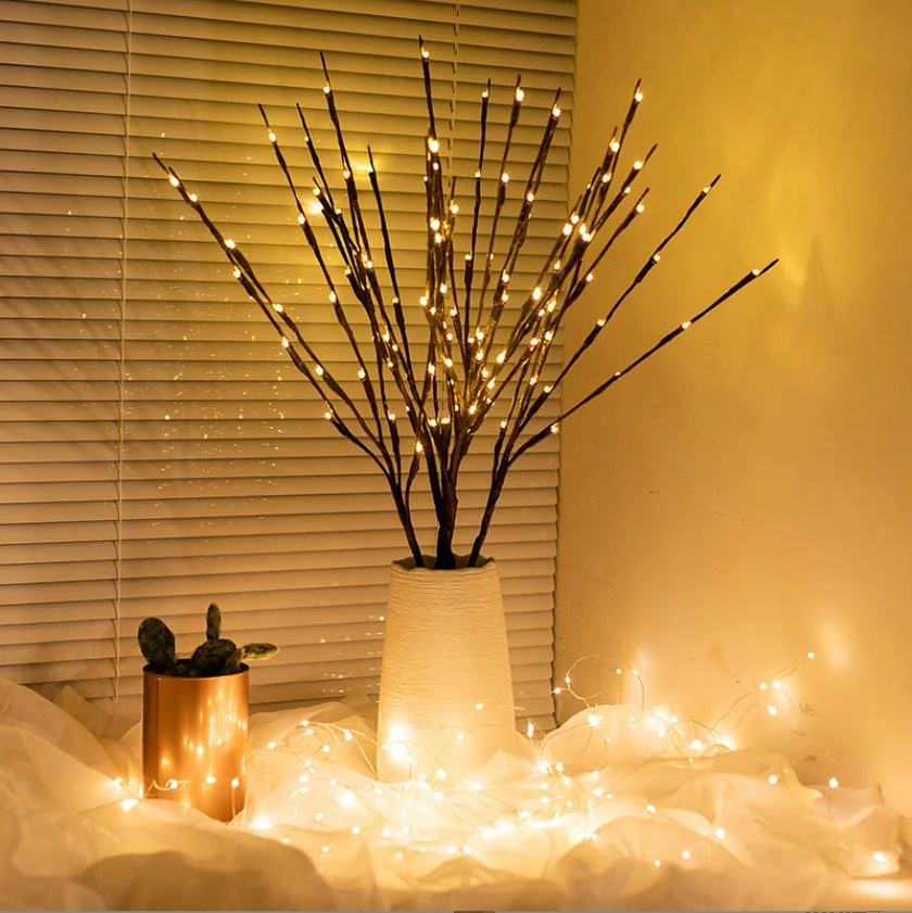 DIY Willow Twig Artificial Tree With 20 Led Lights 30' Warm White Battery Operated Led Branch Light For Vase Room Christmas