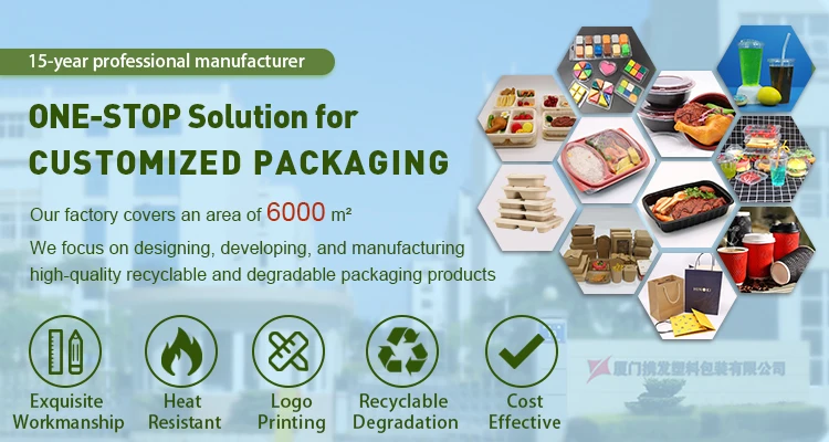 Eco-100% biodegradable kraft paper lunch box with cover, recyclable food container