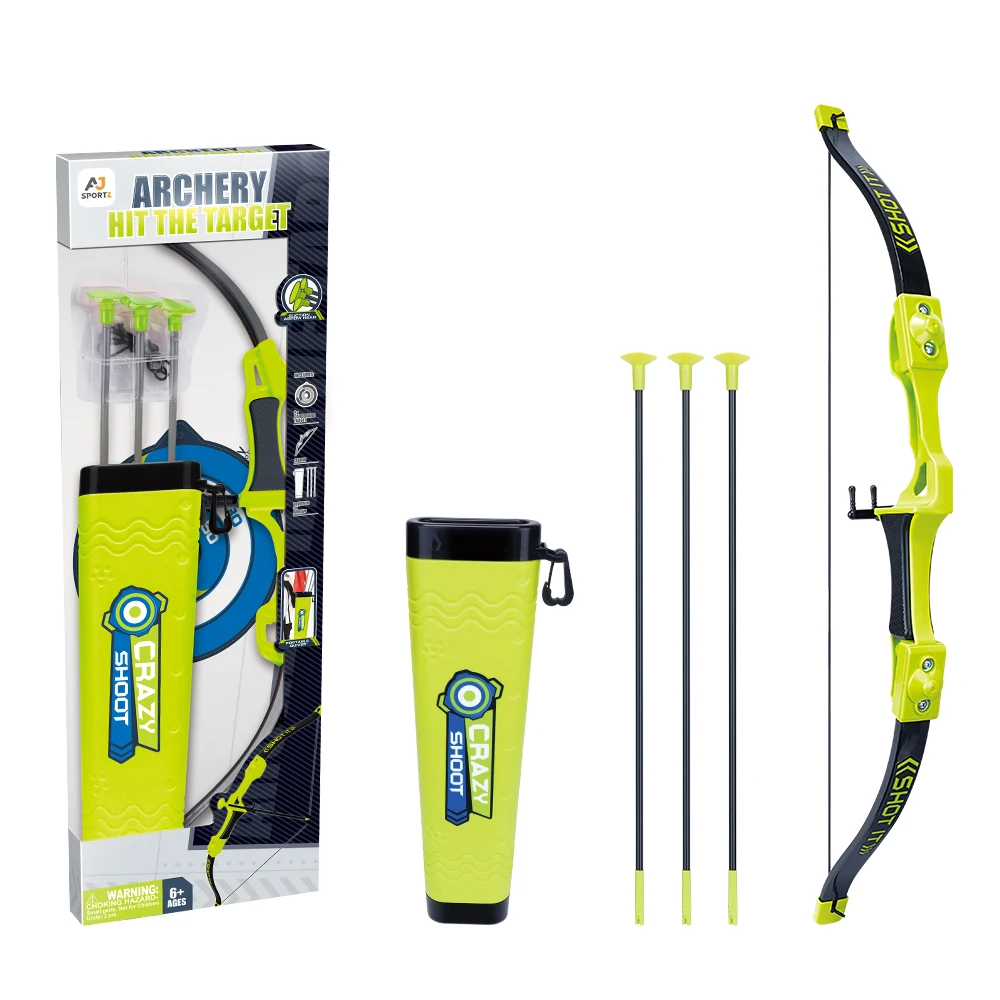 Plastic Bow And Arrow Set Kids Archery Shooting Toys Portable Bow And Arrow Toys With 3 Suction Cup Arrows & Bow Barrel