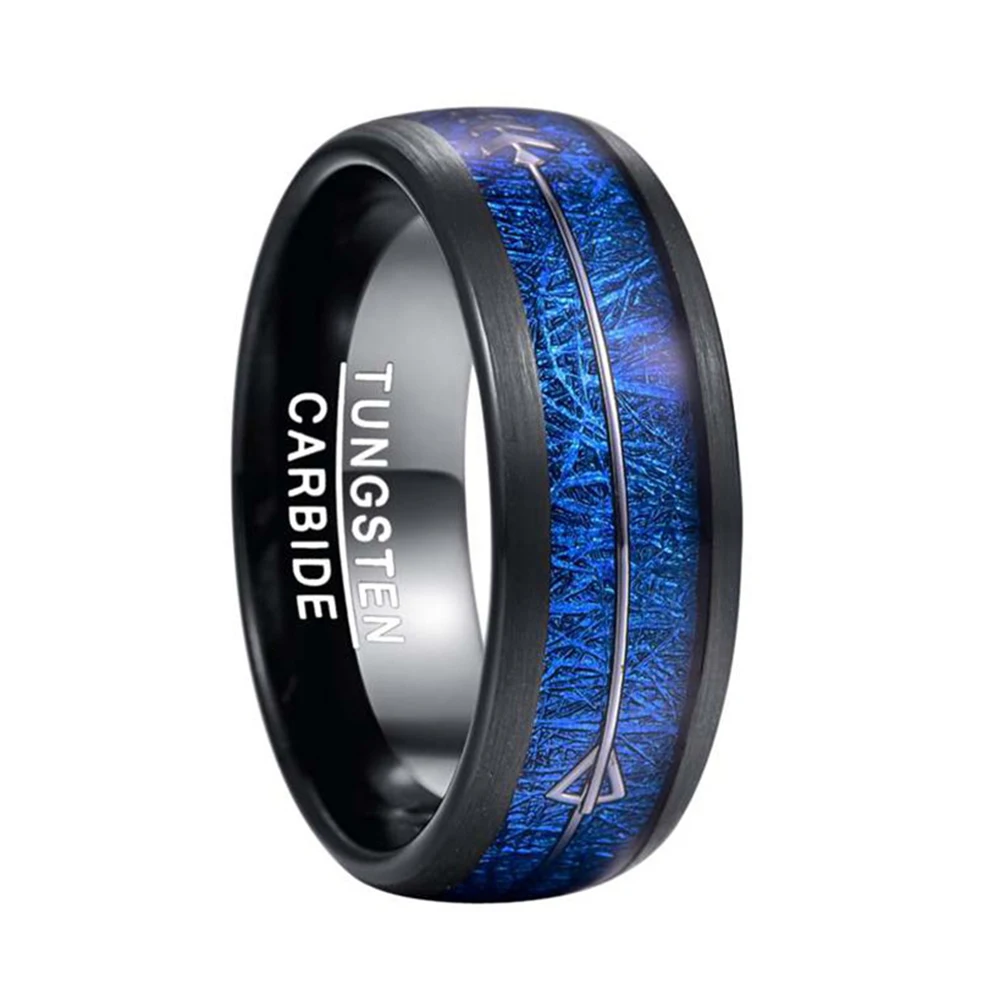 4mm Black Tungsten Carbide Opal Inlay Wedding Rings Jewelry Tungsten Engagement Ring