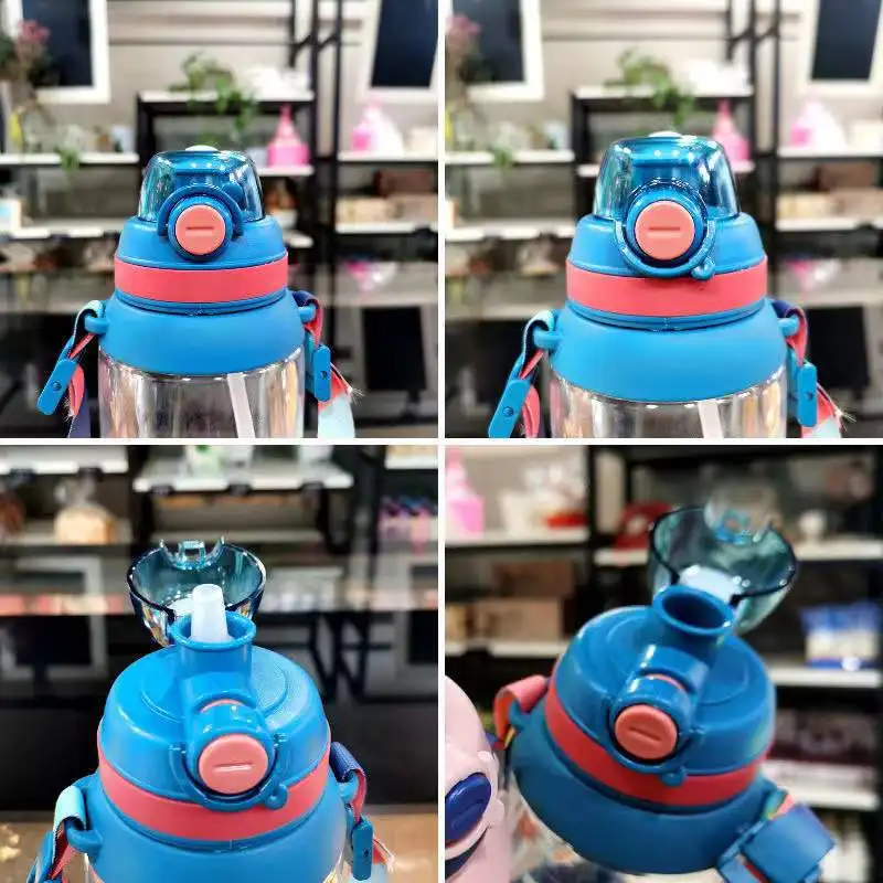 Hot selling 650ml BPA Free Plastic Water Bottle with Handle for Travelling Cute Animal Kids Plastic Water Bottle