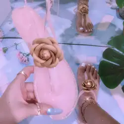 Шлепанцы с цветами для женщин, сланцы, блестящие, хрустальные, Тапочки