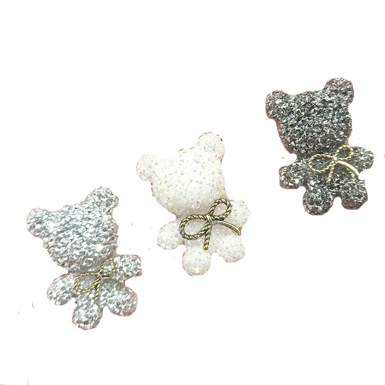 Colorful resin accessories cartoon full diamond bow tie bear waist DIY flower phone case hair clip and hair accessories